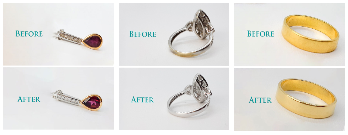 Before and after jewellery cleaning 