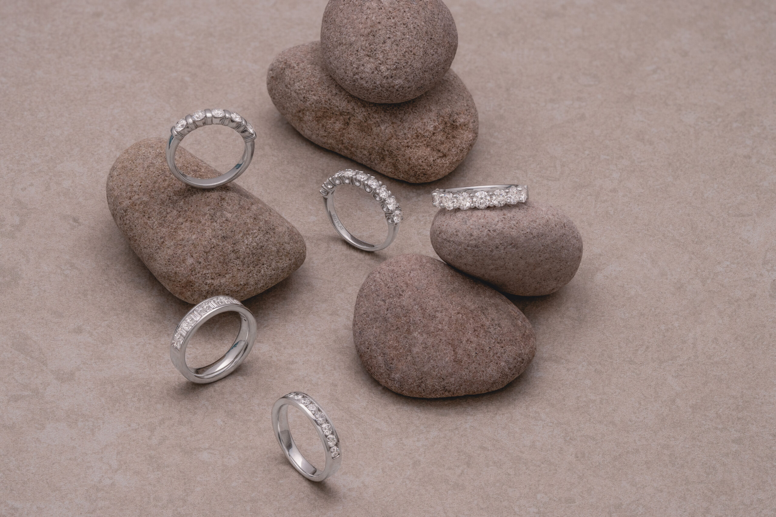 Range of different diamond set wedding /eternity rings