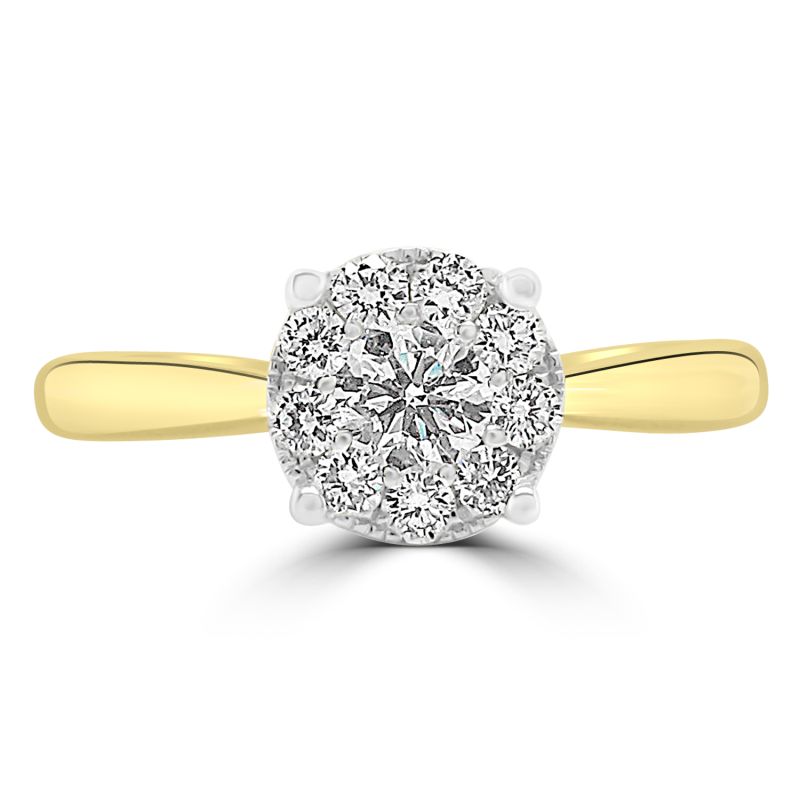 18ct Yellow Gold Brilliant Cut Diamond Starburst Engagement Ring