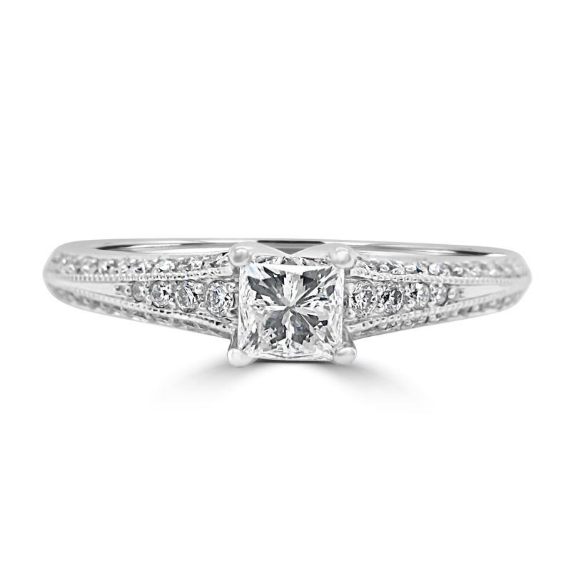 18ct White Gold Princess Cut Diamond Engagement Ring 0.50ct