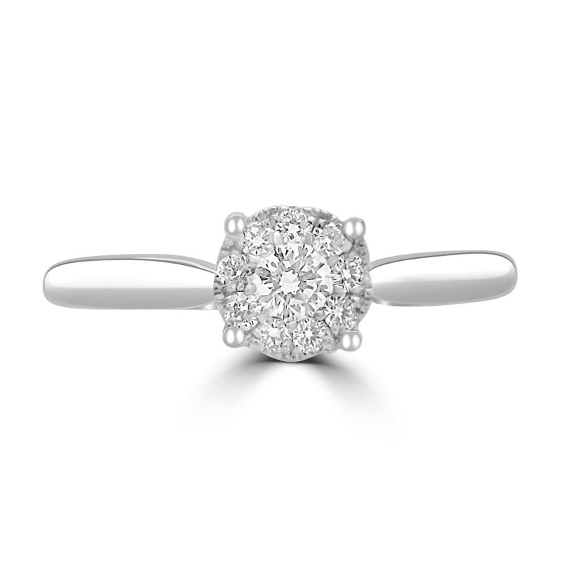 Platinum Starburst Brilliant Cut Diamond Engagement Ring 0.17ct