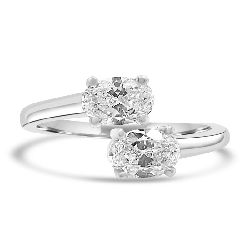 Platinum Oval Cut Diamond 2 Stone Engagement Ring 0.80ct