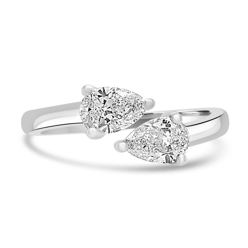 Platinum Pear Cut Diamond 2 Stone Engagement Ring 0.67ct