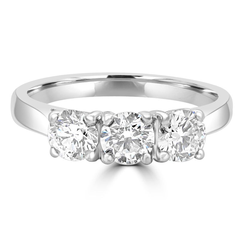 Platinum Brilliant Cut Diamond 3 Stone Engagement Ring 0.81ct