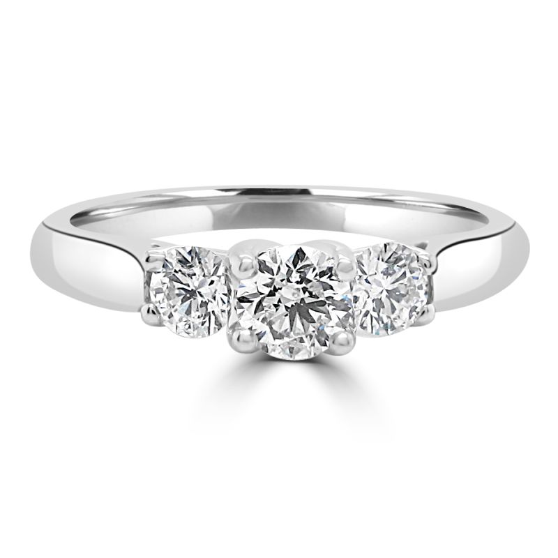 Platinum Brilliant Cut Diamond 3 Stone Engagement Ring 0.50ct
