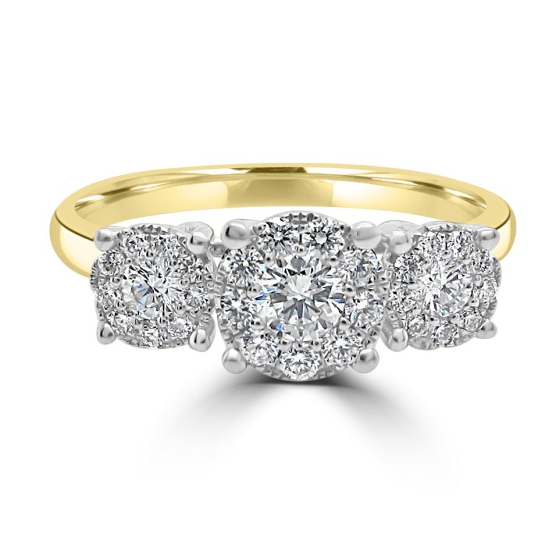 18ct Yellow Gold 3 Starburst Engagement Ring 0.45ct