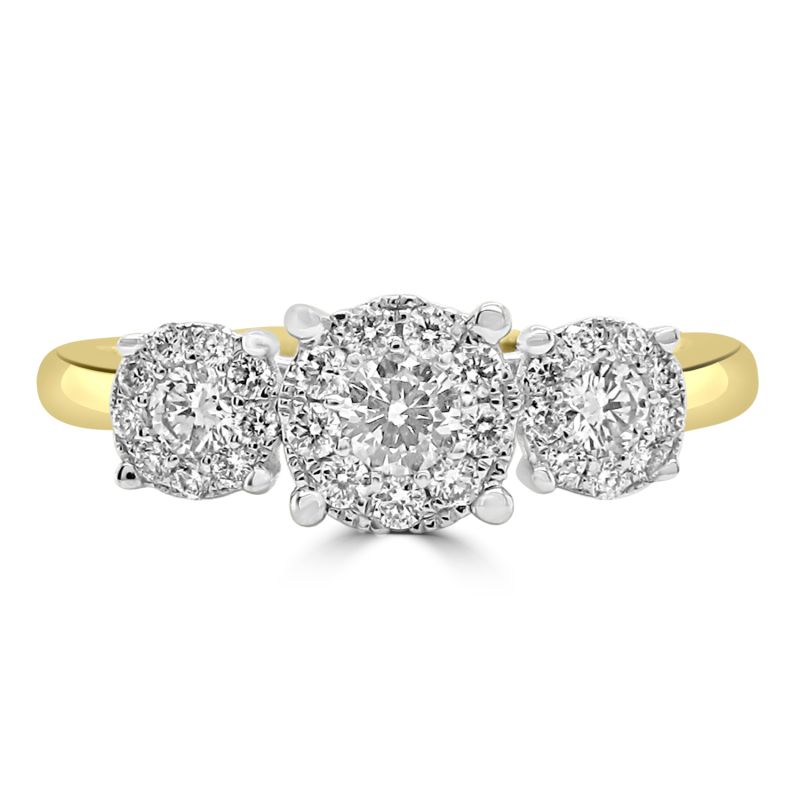 18ct Yellow Gold 3 Starburst Diamond Engagement Ring 0.32ct