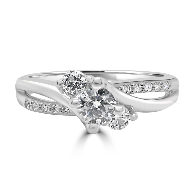 Platinum Brilliant Cut Diamond 3 Stone Twist Engagement Ring