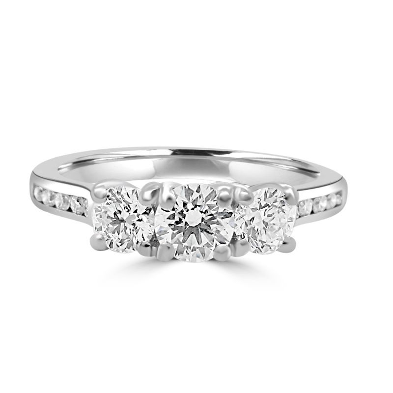 Platinum Brilliant Cut Diamond 3 Stone Engagement Ring 0.98ct