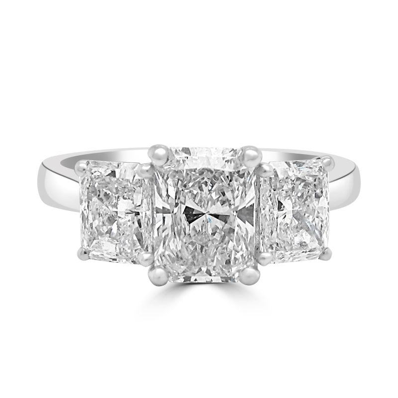 Platinum Radiant Cut Diamond 3 Stone Engagement Ring 2.01ct