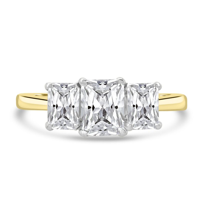 18ct Yellow Gold Radiant Cut Diamond 3 Stone Engagement Ring 1.06ct