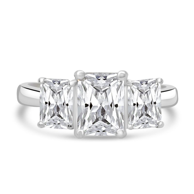 Platinum Radiant Cut Diamond 3 Stone Engagement Ring 1.61ct