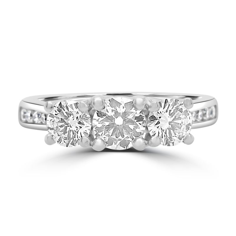 Platinum Brilliant Cut Diamond 3 Stone Engagement Ring 0.76ct