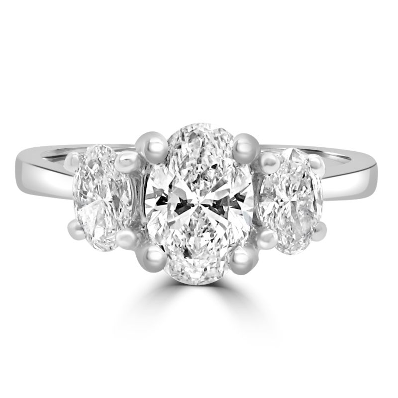 Platinum Oval Cut Diamond 3 Stone Engagement Ring 1.10ct
