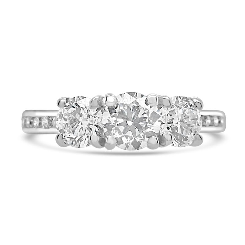 Platinum Brilliant Cut Diamond 3 Stone Engagement Ring 1.19ct