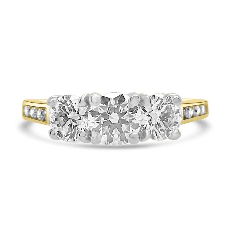 18ct Yellow Gold Brilliant Cut Diamond 3 Stone Engagement Ring