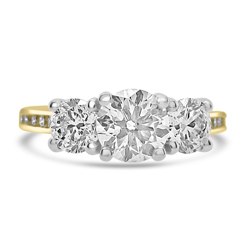 18ct Yellow Gold Brilliant Cut diamond 3 Stone Engagement Ring