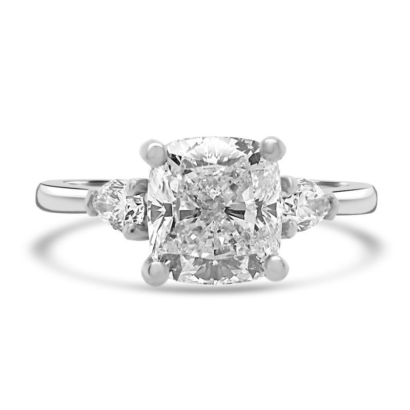 Platinum Cushion & Pear Cut Diamond Engagement Ring 1.72ct