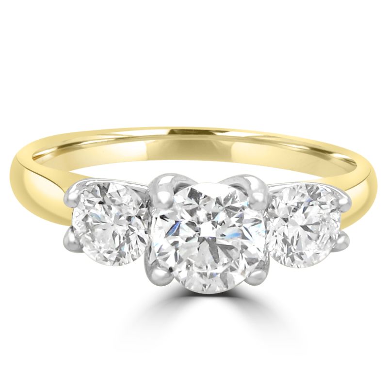 18ct Yellow Gold Brilliant Cut Diamond 3 Stone Engagement Ring