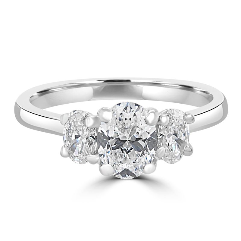 Platinum Oval Cut Diamond 3 Stone Engagement Ring 0.80ct