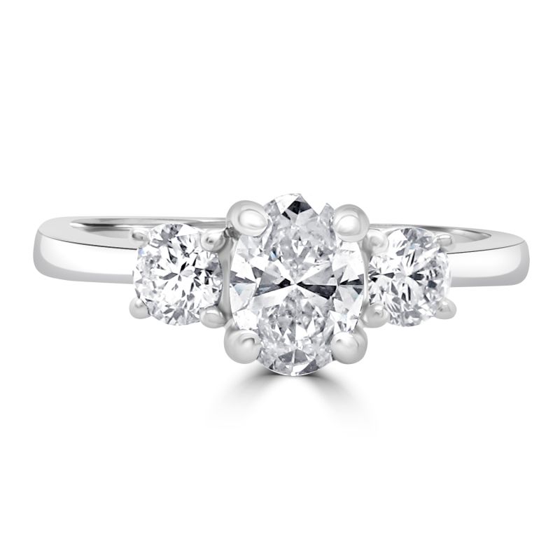 Platinum Oval & Brilliant Cut Diamond Engagement Ring 0.84ct