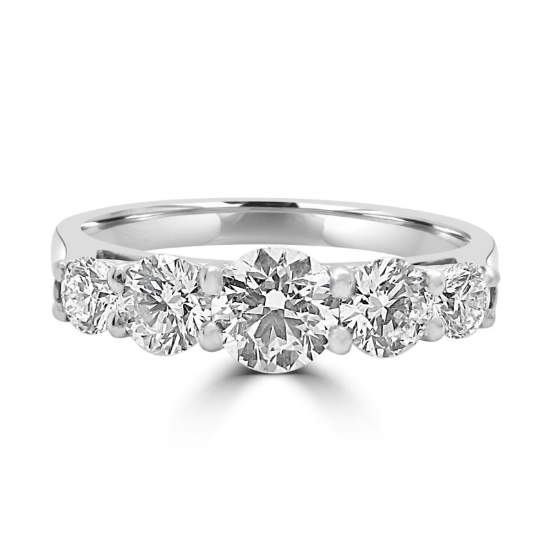 Platinum Brilliant Cut Diamond 5 Stone Engagement Ring 1.05ct
