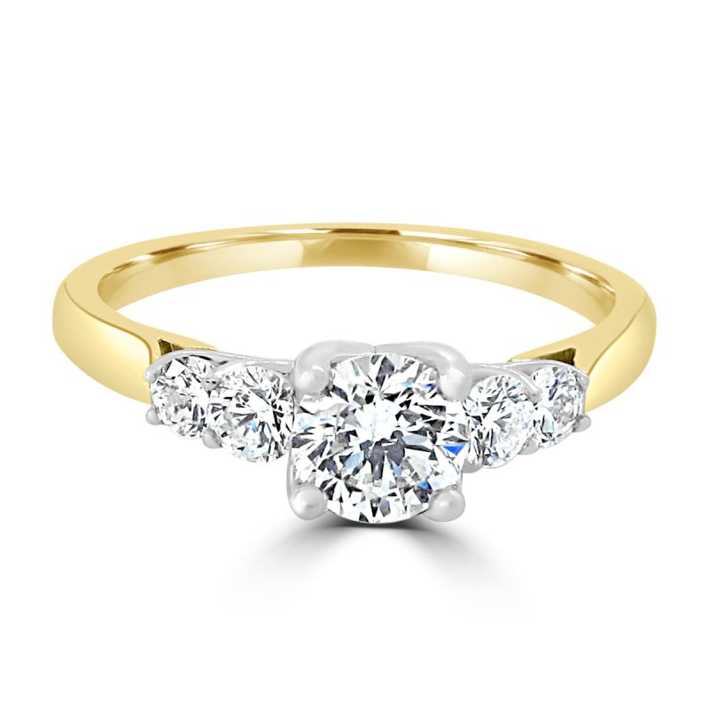 18ct Yellow Gold Brilliant Cut Diamond 5 Stone Engagement Ring