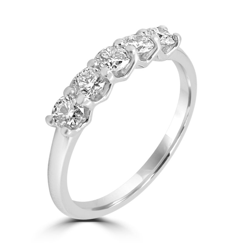 Platinum Brilliant Cut Diamond 5 Stone Eternity Ring 0.55ct