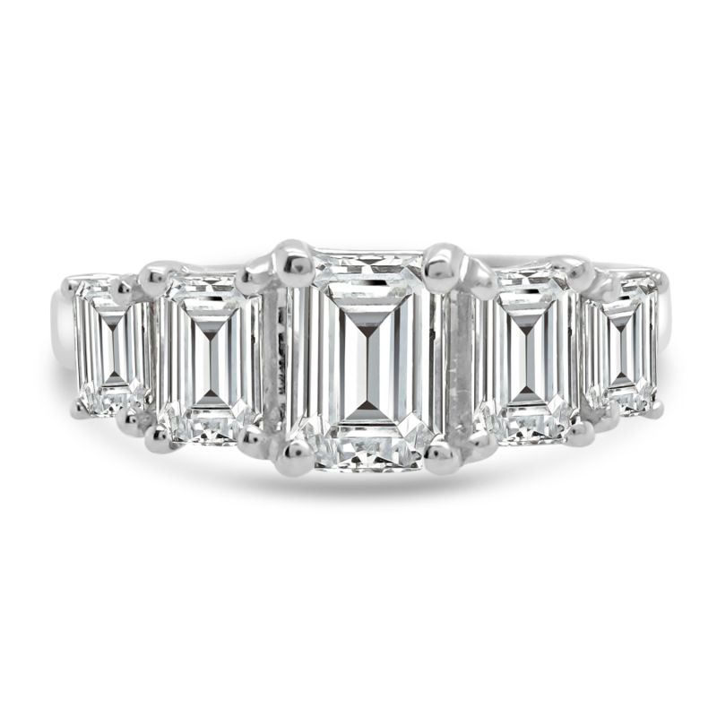 Platinum Five Emerald Cut Diamond Ring 2.33ct