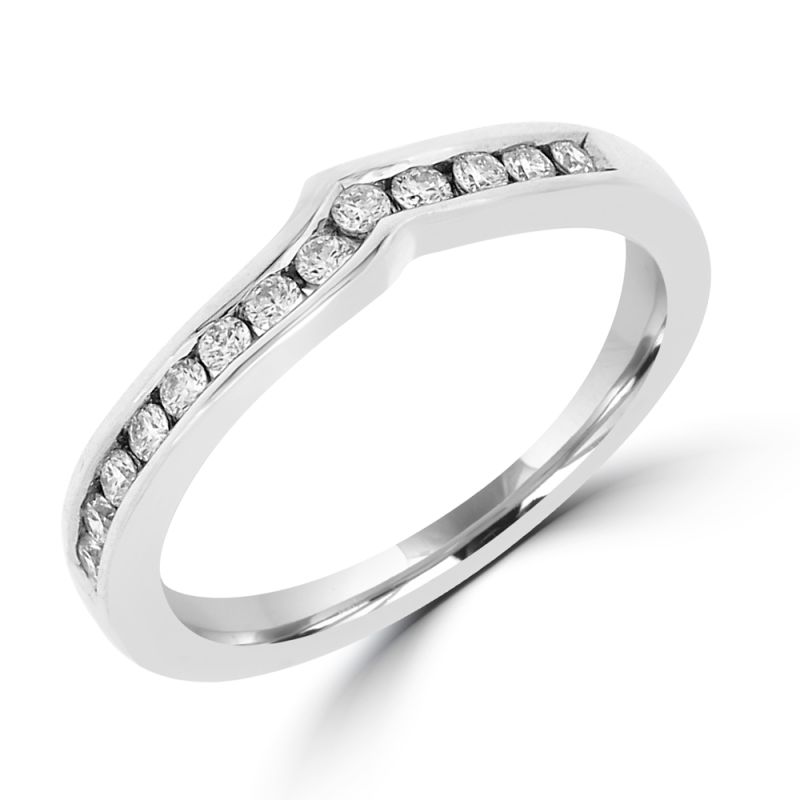 18ct White Gold Brilliant Cut Diamond Shaped Eternity Ring 0.16