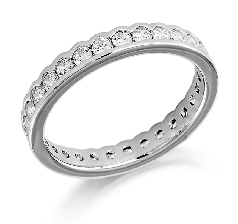 Platinum Diamond Set Pointed Full Hoop Eternity Ring