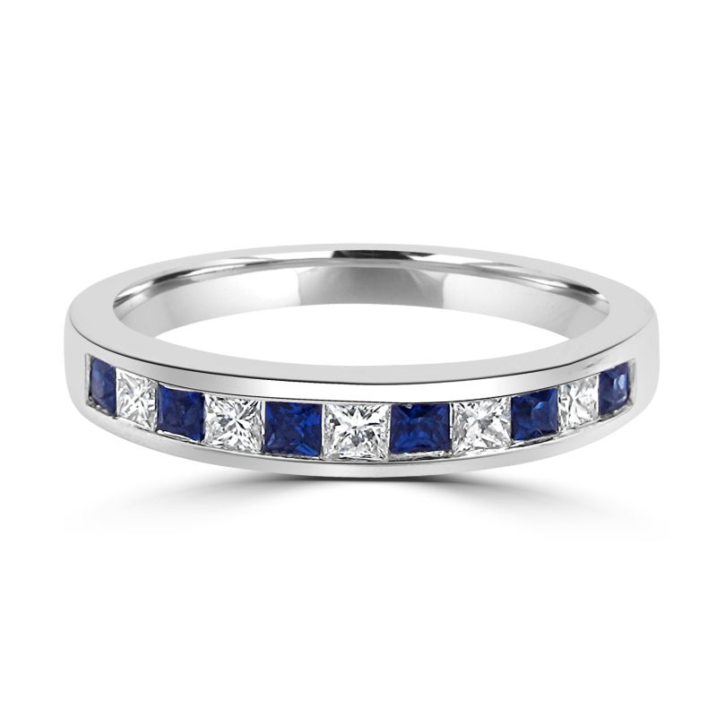 18ct White Gold Sapphire & Diamond Eternity Ring 0.20ct