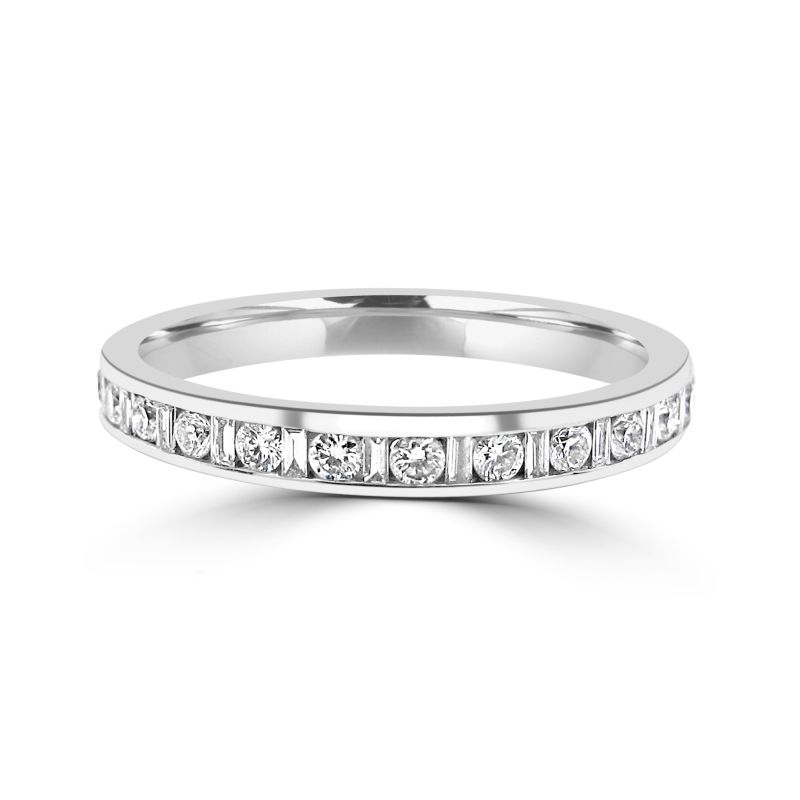Platinum Brilliant & Baguette Cut Diamond Eternity Ring 0.30ct