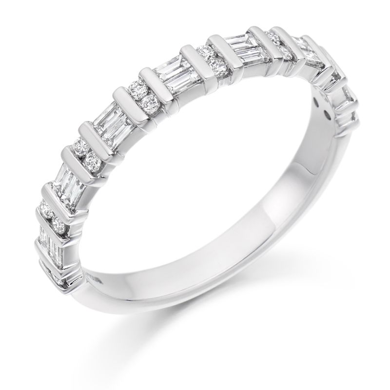 Platinum Brilliant & Baguette Cut Diamond Eternity Ring 0.50ct