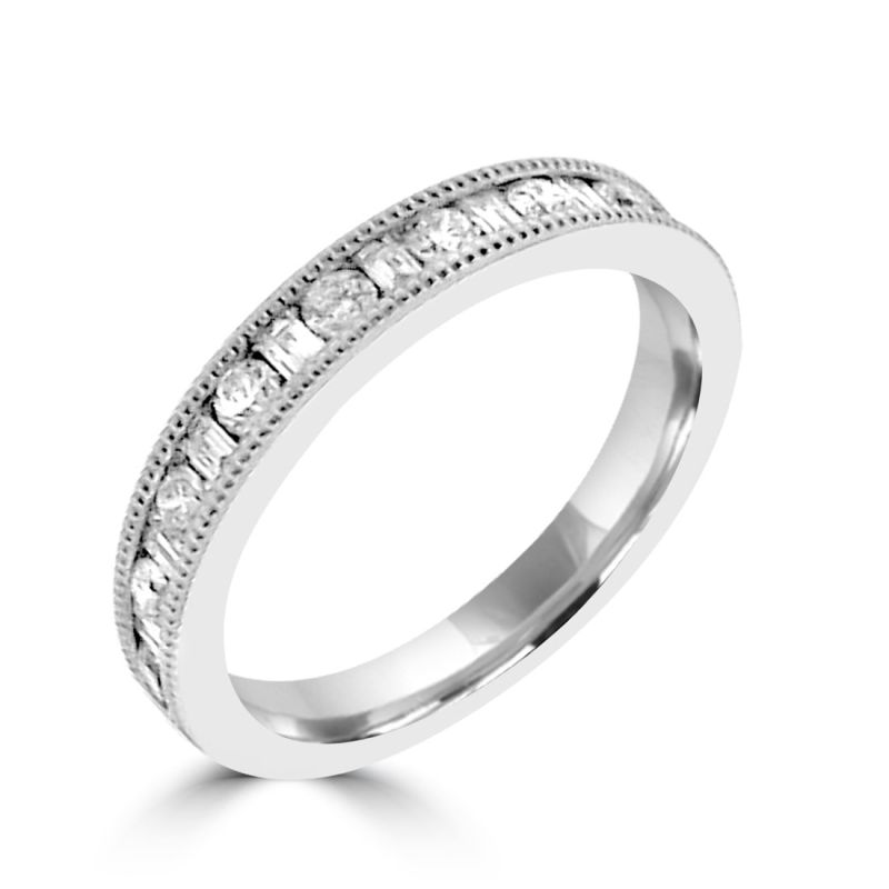 Platinum Brilliant & Baguette Cut Diamond Eternity Ring 0.40ct