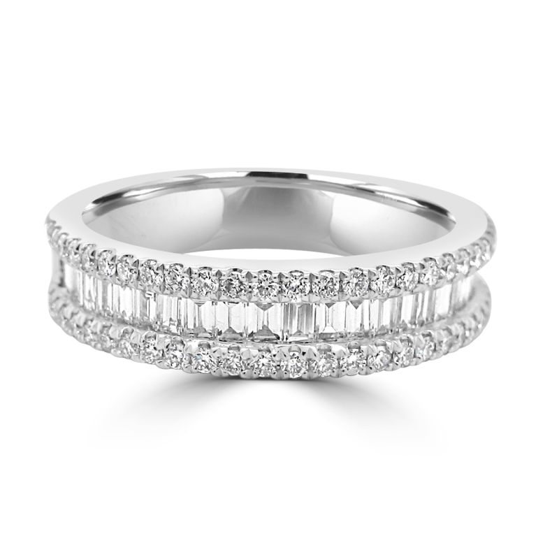18ct White Gold Baguette & Brilliant Cut Diamond Eternity Ring
