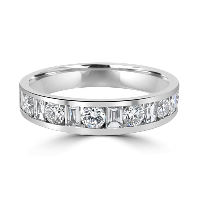 Platinum Brilliant & Baguette Cut Diamond Eternity Ring 0.76ct