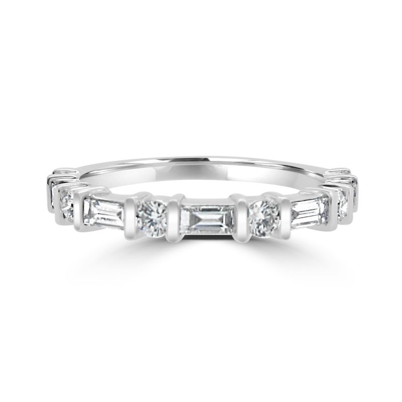 Platinum Brilliant & Baguette Cut Diamond Eternity Ring 0.54ct