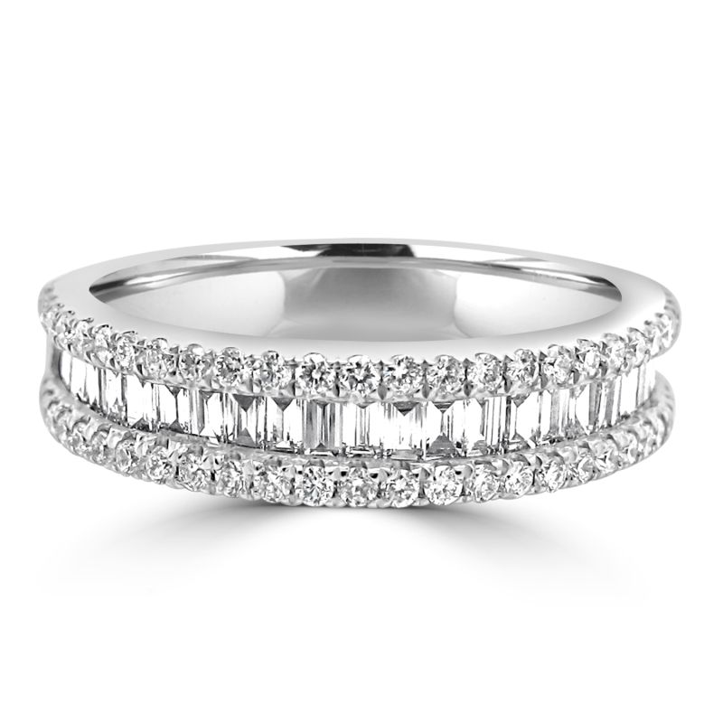 Platinum Baguette & Brilliant Cut Diamond Eternity Ring 0.75ct