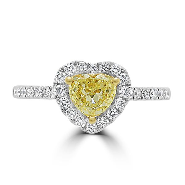 18ct White & Yellow Gold Yellow Heart Shaped Diamond  Ring