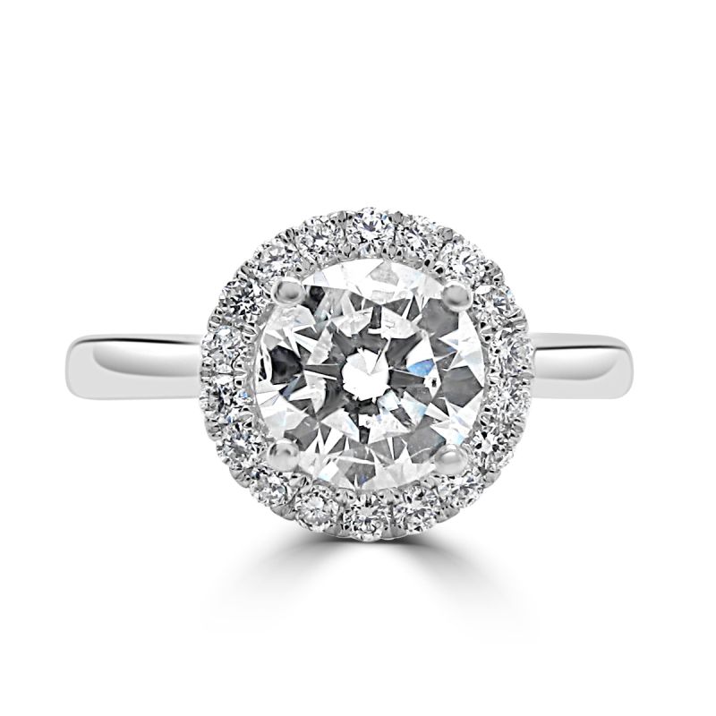 Platinum Brilliant Cut Diamond Halo Engagement Ring 0.93ct