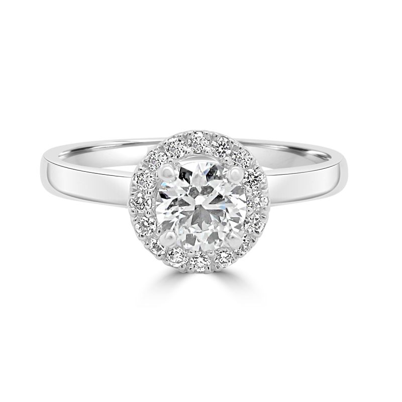 Platinum Brilliant Cut Diamond Halo Engagement Ring 0.56ct