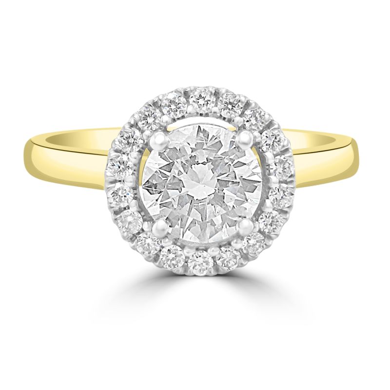 18ct Yellow Gold Brilliant Cut Diamond Halo Engagement Ring