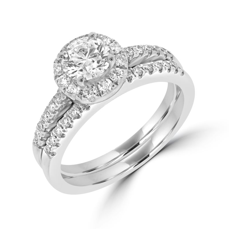 Platinum Brilliant Cut Diamond Engagement & Wedding Ring Set