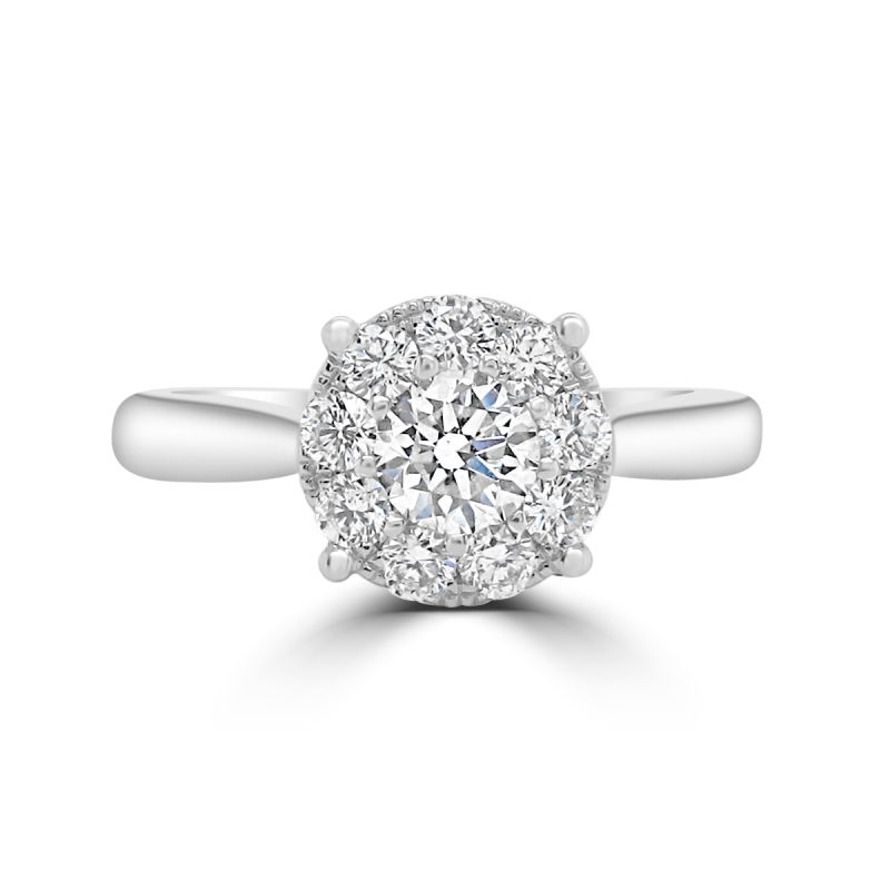 Platinum Brilliant Cut Diamond Starburst Engagement Ring 0.71ct