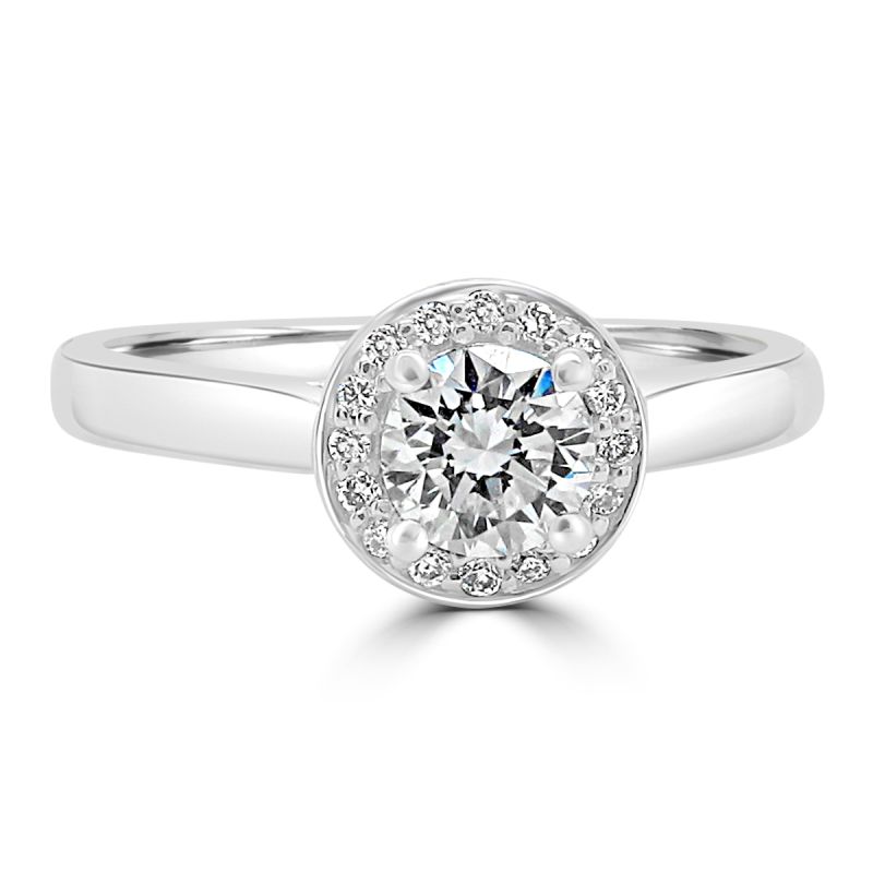 Platinum Brilliant Cut Diamond Halo Engagement Ring 0.44ct