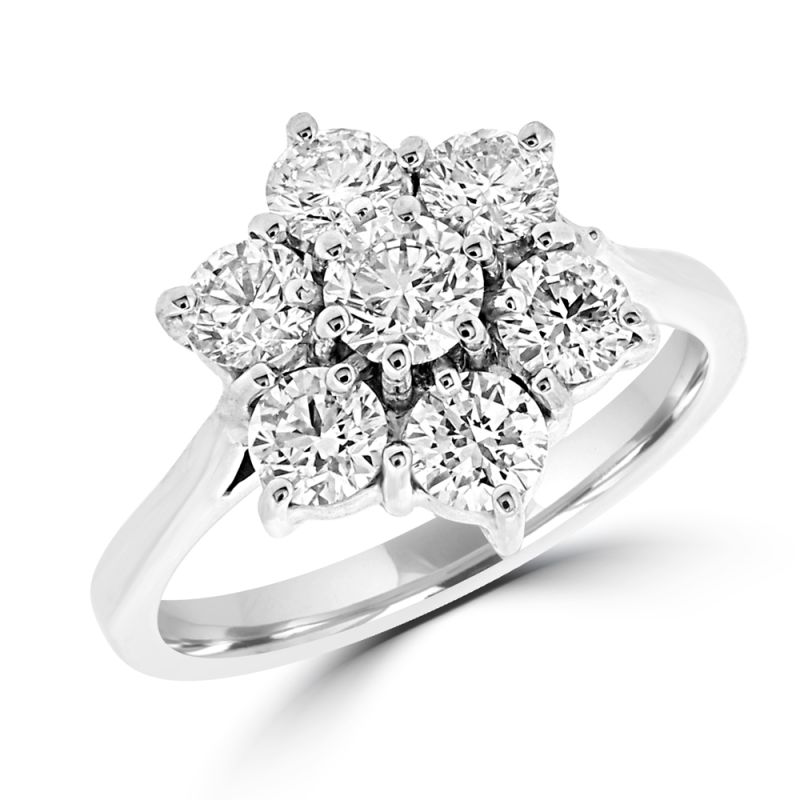 Platinum Brilliant Cut Diamond Cluster Engagement Ring 2.53ct