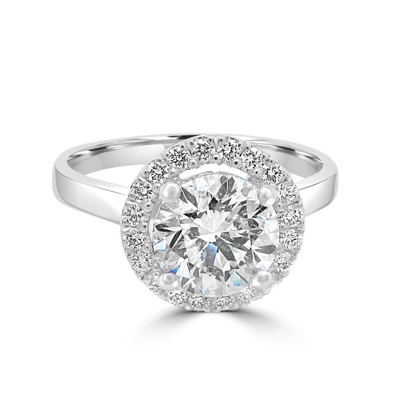 Platinum Brilliant Cut Diamond Halo Engagement Ring 1.65ct