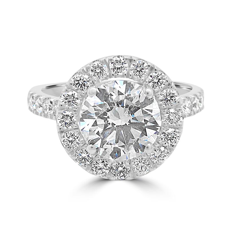 Platinum Brilliant Cut Diamond Halo Engagement Ring 2.85ct