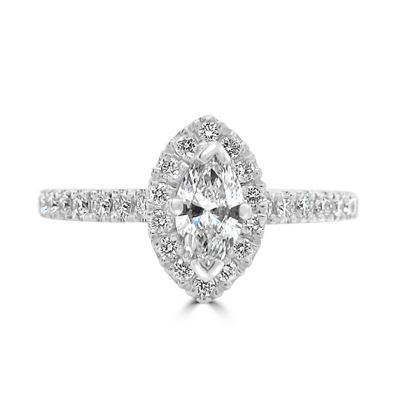 Platinum Marquise Cut Diamond Halo Engagement Ring 0.65ct